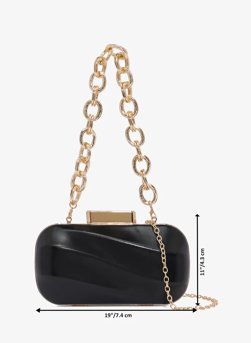Khizana Black Metallic Statement Bag With Thick Chain for Women | Best Price UAE